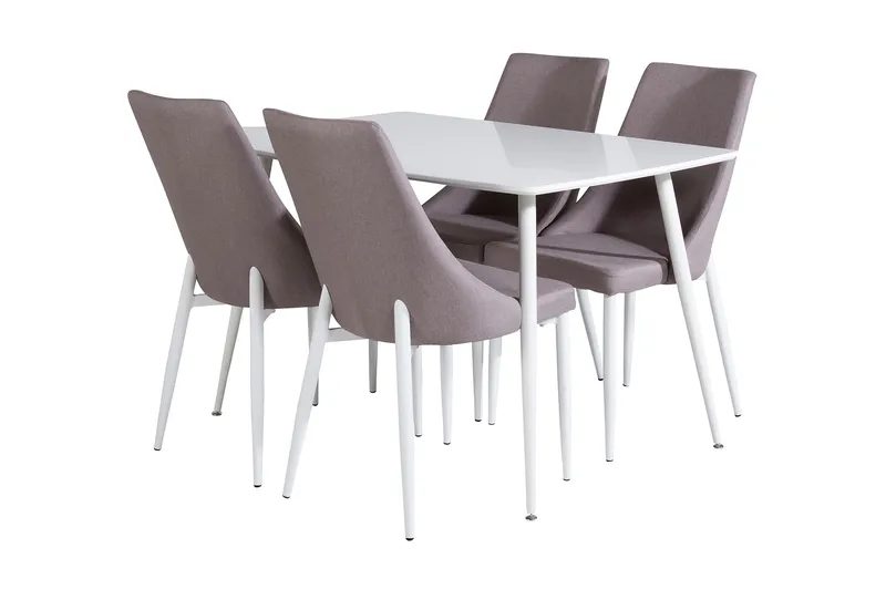 Ypas Matgrupp 120 cm inkl 4 Ludde Stolar, Vit/Grå