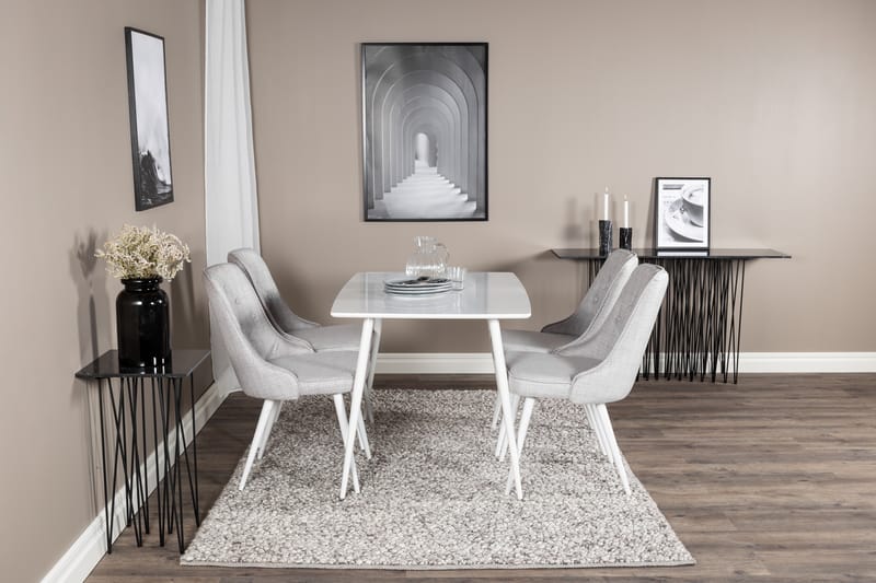 Ypas Matgrupp 120 cm inkl 4 Valera Stolar - Vit/Grå - Möbler - Bord & matgrupper - Matgrupper