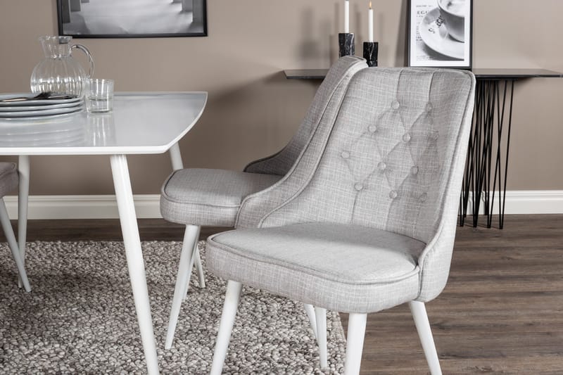 Ypas Matgrupp 120 cm inkl 4 Valera Stolar - Vit/Grå - Möbler - Bord & matgrupper - Matgrupper