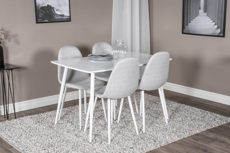 Ypas Matgrupp 120 cm inkl 4 Ypas Stolar - Vit/Grå - Möbler - Bord & matgrupper - Matgrupper
