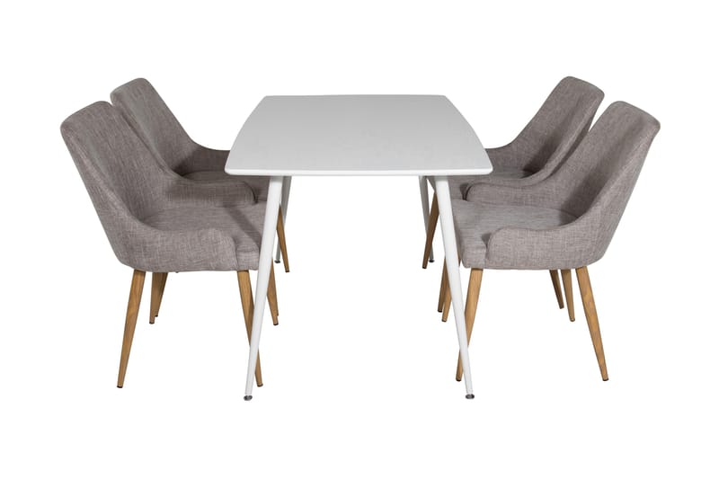 Ypas Matgrupp 120 cm inkl 4 Pelle Stolar - Vit/Ljusgrå/Ek - Möbler - Bord & matgrupper - Matgrupper