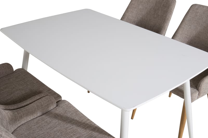 Ypas Matgrupp 120 cm inkl 4 Pelle Stolar - Vit/Ljusgrå/Ek - Möbler - Bord & matgrupper - Matgrupper