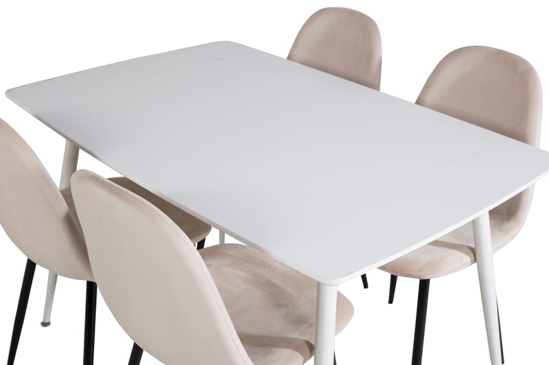 Ypas Matgrupp 120 cm inkl 4 Pontus Stolar - Vit/Svart/Beige - Möbler - Bord & matgrupper - Matgrupper