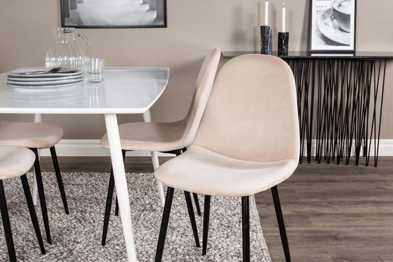 Ypas Matgrupp 120 cm inkl 4 Pontus Stolar - Vit/Svart/Beige - Möbler - Bord & matgrupper - Matgrupper