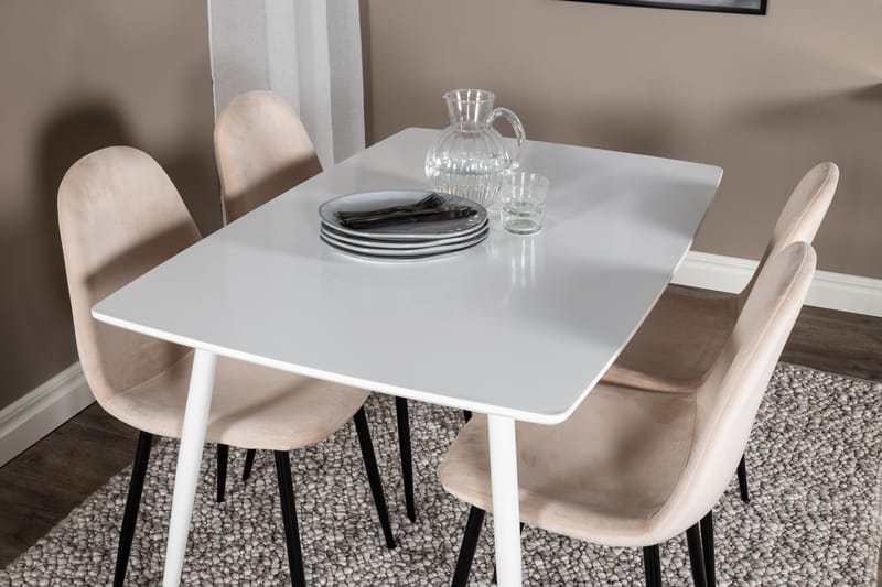 Ypas Matgrupp 120 cm inkl 4 Pontus Stolar - Vit/Svart/Beige - Möbler - Bord & matgrupper - Matgrupper
