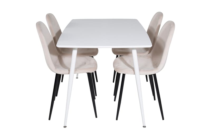 Ypas Matgrupp 120 cm inkl 4 Pontus Stolar - Vit/Svart/Beige - Möbler - Bord & matgrupper - Matgrupper