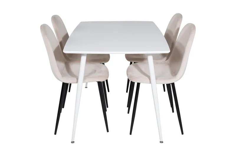Ypas Matgrupp 120 cm inkl 4 Pontus Stolar - Vit/Svart/Beige - Möbler - Bord & matgrupper - Matgrupper