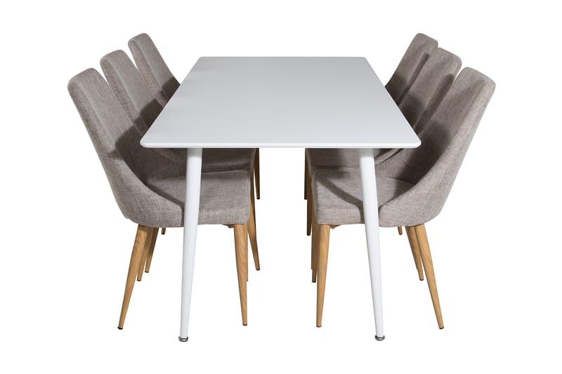 Ypas Matgrupp 180 cm inkl 6 Ludvig Stolar - Vit/Ljusgrå/Ek - Möbler - Bord & matgrupper - Matgrupper