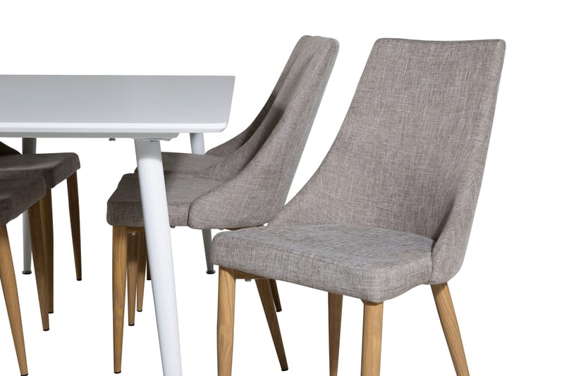 Ypas Matgrupp 180 cm inkl 6 Ludvig Stolar - Vit/Ljusgrå/Ek - Möbler - Bord & matgrupper - Matgrupper