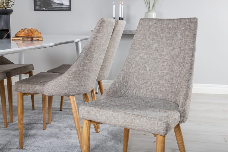 Ypas Matgrupp 180 cm inkl 6 Ludvig Stolar - Vit/Ljusgrå/Ek - Möbler - Bord & matgrupper - Matgrupper