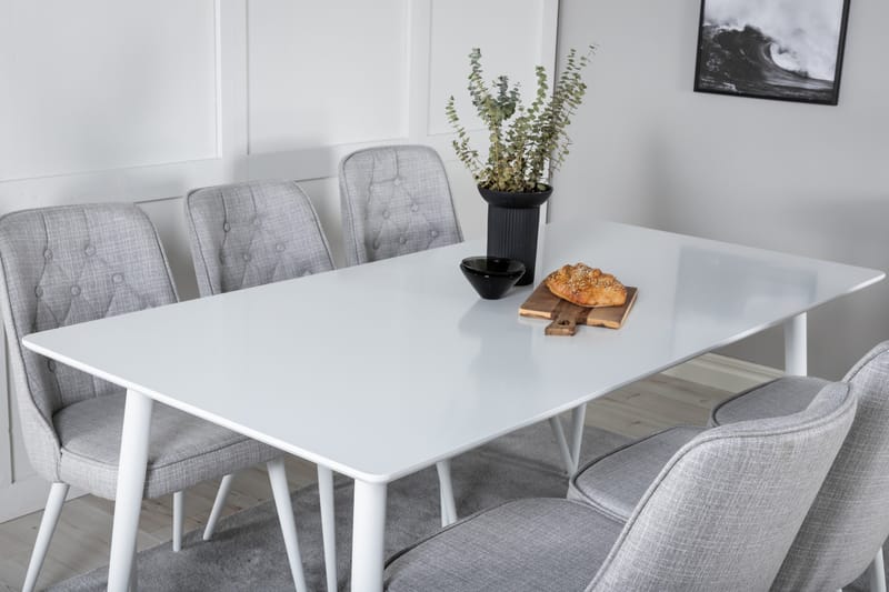 Ypas Matgrupp 180 cm inkl 6 Valera Stolar - Vit/Grå - Möbler - Bord & matgrupper - Matgrupper