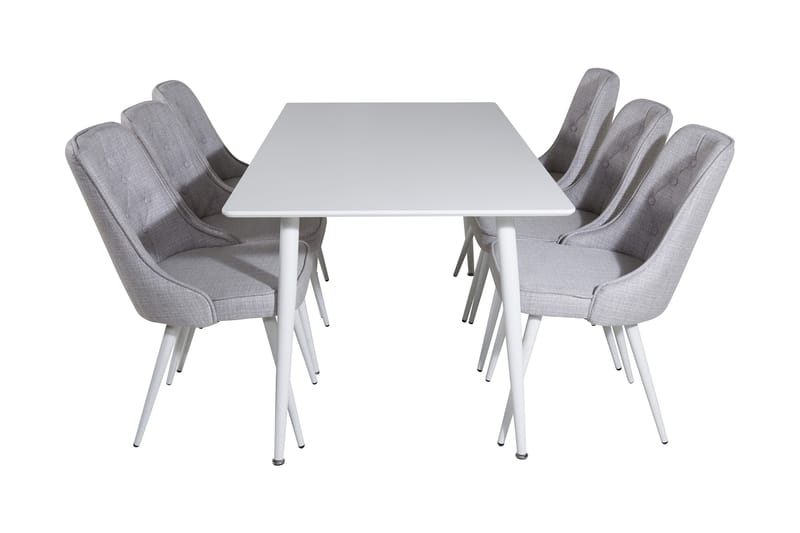 Ypas Matgrupp 180 cm inkl 6 Valera Stolar - Vit/Grå - Möbler - Bord & matgrupper - Matgrupper