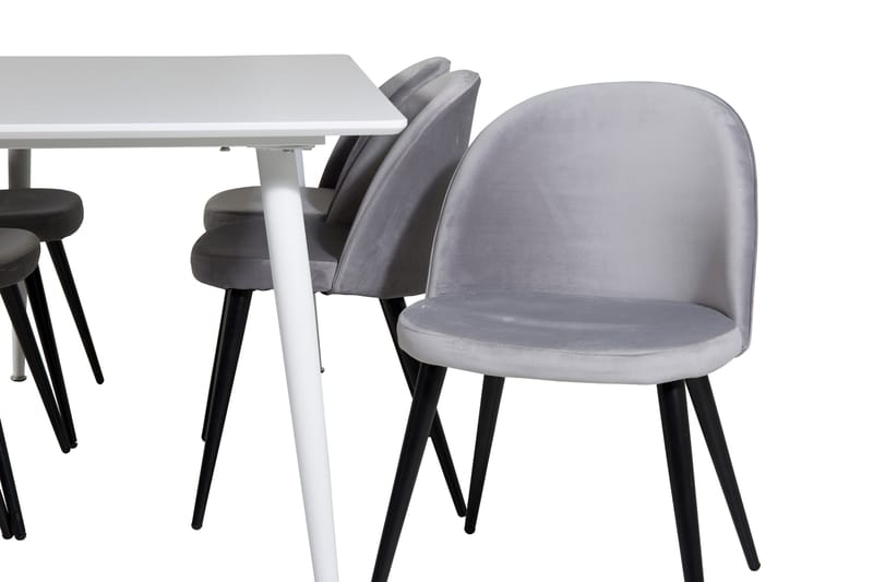 Ypas Matgrupp 180 cm inkl 6 Valeri Stolar - Vit/Sammet/Ljusgrå/Svart - Möbler - Bord & matgrupper - Matgrupper
