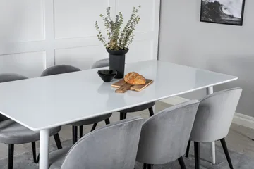 Ypas Matgrupp 180 cm inkl 6 Valeri Stolar - Vit/Sammet/Ljusgrå/Svart - Möbler - Bord & matgrupper - Matgrupper