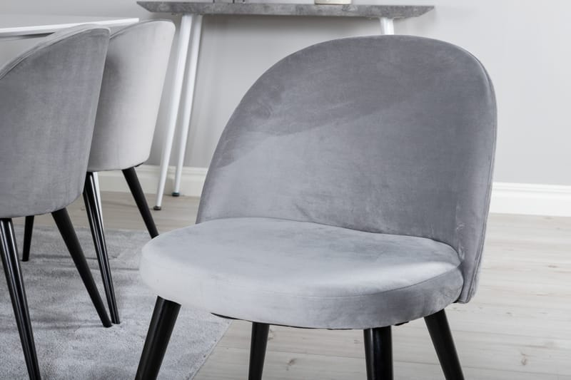 Ypas Matgrupp 180 cm inkl 6 Valeri Stolar - Vit/Sammet/Ljusgrå/Svart - Möbler - Bord & matgrupper - Matgrupper