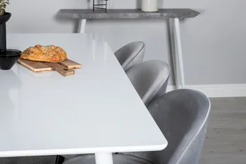 Ypas Matgrupp 180 cm inkl 6 Valeri Stolar - Vit/Sammet/Ljusgrå/Svart - Möbler - Bord & matgrupper - Matgrupper