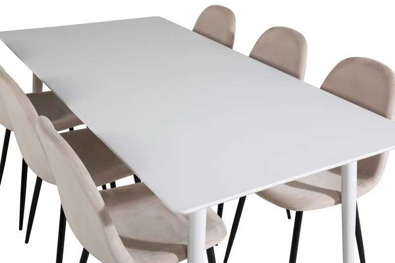 Ypas Matgrupp 180 cm inkl 6 Pontus Stolar - Vit/Svart/Beige - Möbler - Bord & matgrupper - Matgrupper