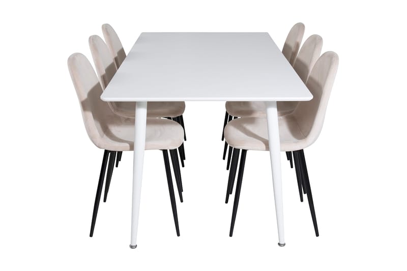 Ypas Matgrupp 180 cm inkl 6 Pontus Stolar - Vit/Svart/Beige - Möbler - Bord & matgrupper - Matgrupper