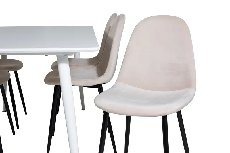 Ypas Matgrupp 180 cm inkl 6 Pontus Stolar - Vit/Svart/Beige - Möbler - Bord & matgrupper - Matgrupper