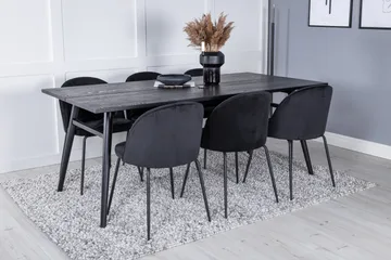 Zenazmi Förlängningsbar Matgrupp 195 cm inkl 6 Foyos Stolar - Svart - Möbler - Bord & matgrupper - Matgrupper