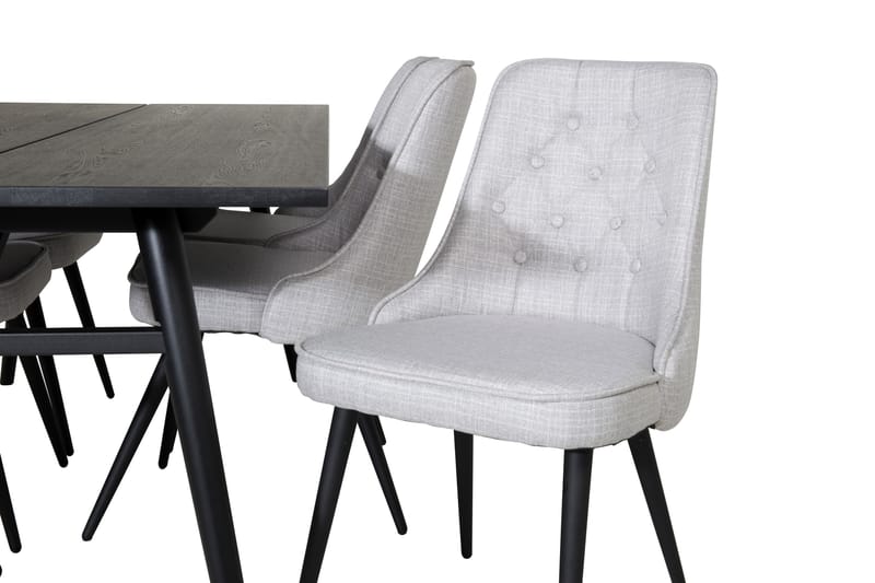Zenazmi Förlängningsbar Matgrupp 195 cm inkl 6 Valera Stolar - Svart/Grå - Möbler - Bord & matgrupper - Matgrupper