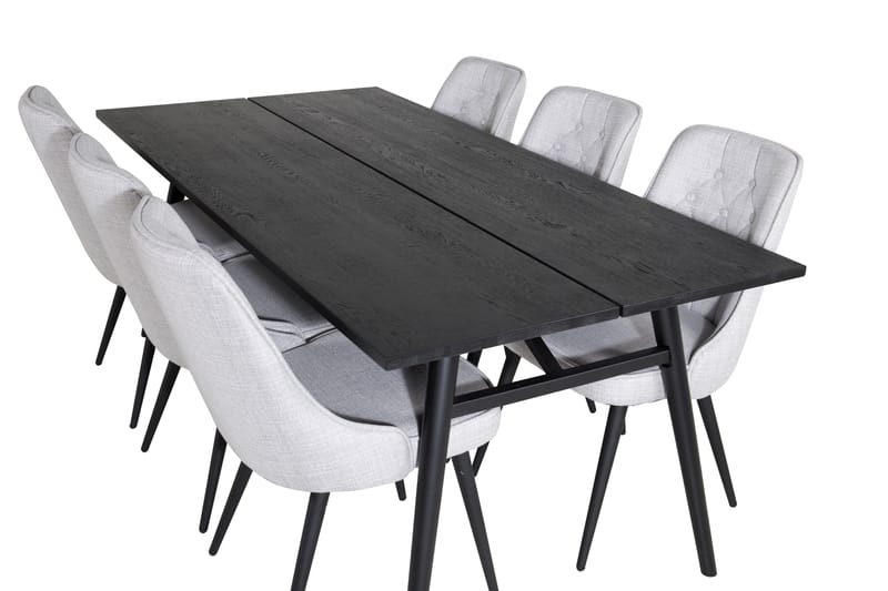 Zenazmi Förlängningsbar Matgrupp 195 cm inkl 6 Valera Stolar - Svart/Grå - Möbler - Bord & matgrupper - Matgrupper