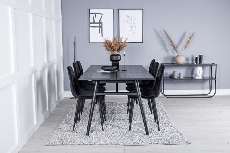 Zenazmi Förlängningsbar Matgrupp 195 cm inkl 6 Ypas Stolar - Svart - Möbler - Bord & matgrupper - Matgrupper
