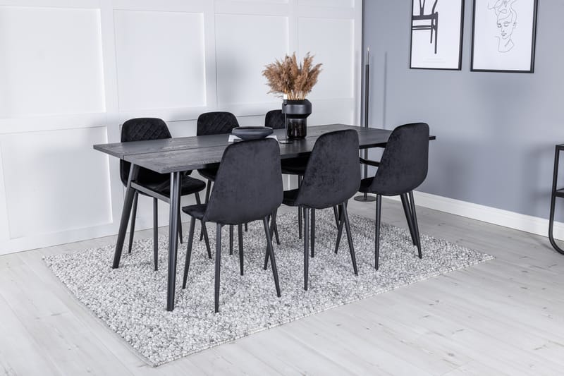 Zenazmi Förlängningsbar Matgrupp 195 cm inkl 6 Ypas Stolar - Svart - Möbler - Bord & matgrupper - Matgrupper