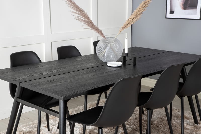 Zenazmi Förlängningsbar Matgrupp 195 cm inkl 6 Ypas Stolar - Svart - Möbler - Bord & matgrupper - Matgrupper
