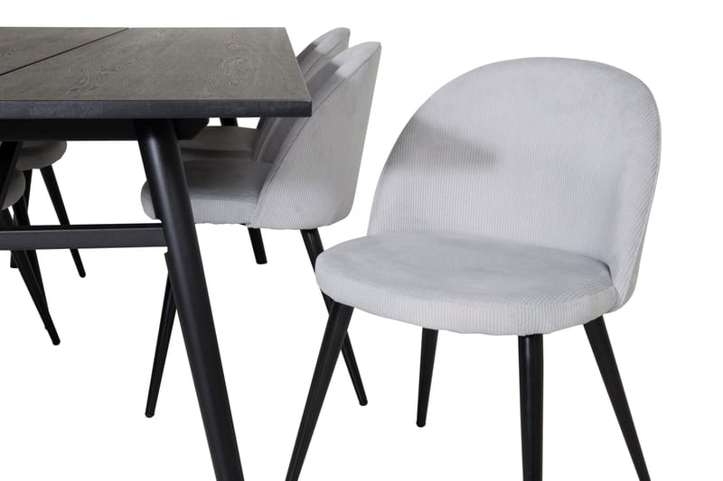 Zenazmi Matgrupp 195 cm inkl 6 Valeri Manchesterstolar - Svart/Grå - Möbler - Bord & matgrupper - Matgrupper