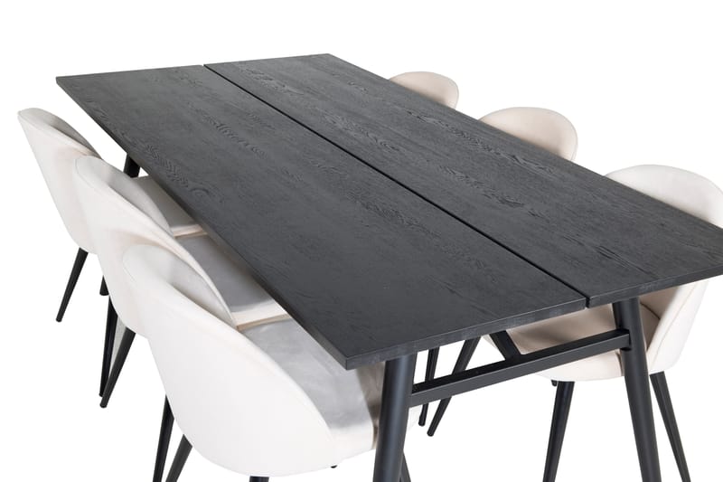 Zenazmi Matgrupp 195 cm inkl 6 Valeri Sammetsstolar - Svart/Beige - Möbler - Bord & matgrupper - Matgrupper