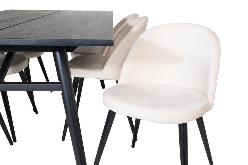 Zenazmi Matgrupp 195 cm inkl 6 Valeri Sammetsstolar - Svart/Beige - Möbler - Bord & matgrupper - Matgrupper