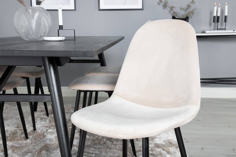 Zenazmi Matgrupp 195 cm inkl 6 Pontus Stolar - Svart/Beige - Möbler - Bord & matgrupper - Matgrupper