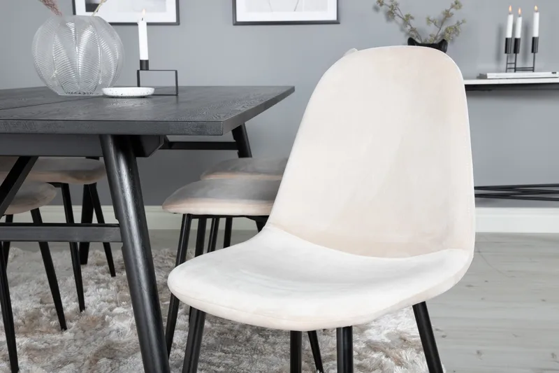 Zenazmi Matgrupp 195 cm inkl 6 Pontus Stolar - Svart/Beige - Möbler - Bord & matgrupper - Matgrupper