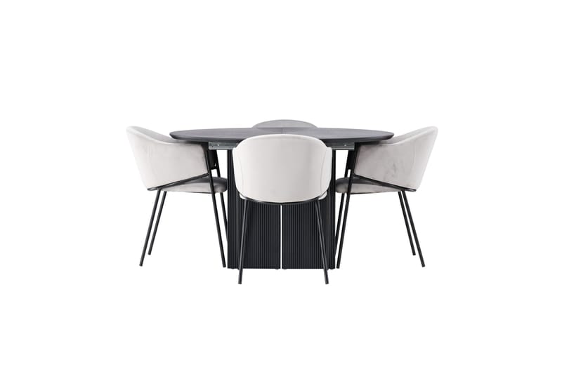 Matilda Matgrupp 130 cm Rund med 4 Evelina Stolar, Svart