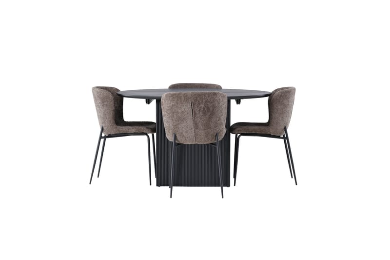 Matilda Matgrupp 130 cm Rund med 4 Modesto Stolar - Svart - Möbler - Bord & matgrupper - Matgrupper