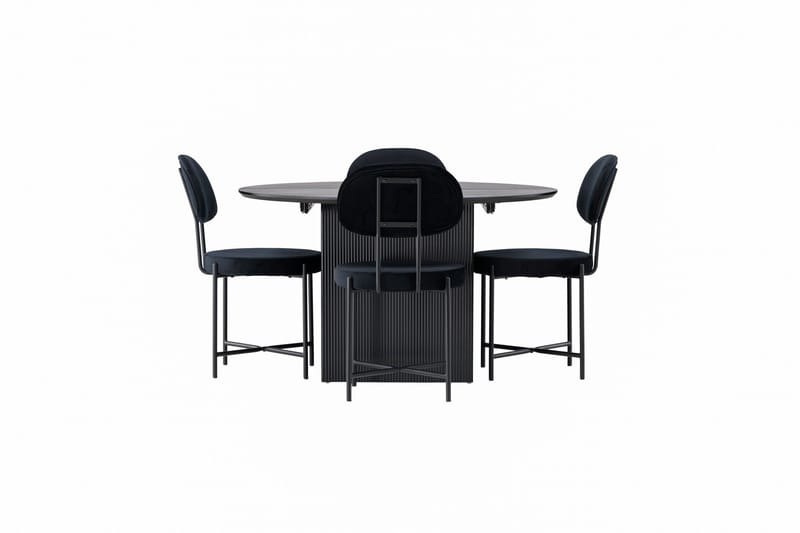 Matilda Matgrupp 130 cm Rund med 4 Stella Stolar - Svart - Möbler - Bord & matgrupper - Matgrupper