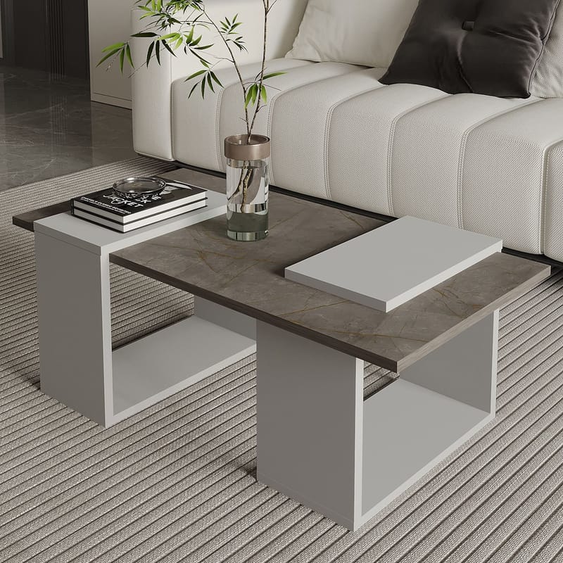 Matris Soffbord 90x37x46,6 cm - Gordion Marble och Grey - Möbler - Bord & matgrupper - Soffbord