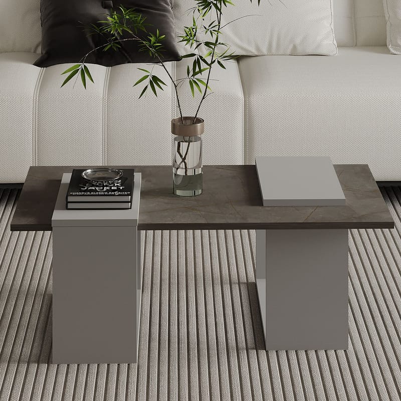 Matris Soffbord 90x37x46,6 cm - Gordion Marble och Grey - Möbler - Bord & matgrupper - Soffbord