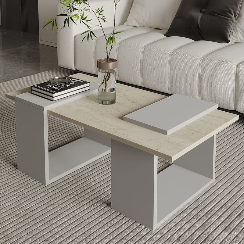 Matris Soffbord 90x37x46,6 cm - Grey och Travertine - Möbler - Bord & matgrupper - Soffbord