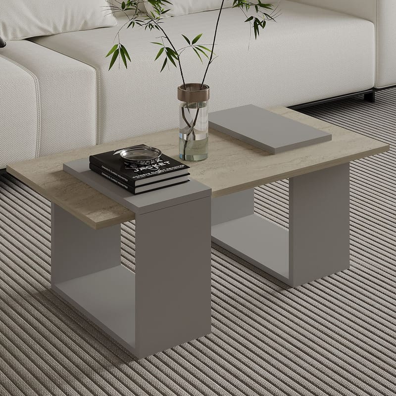Matris Soffbord 90x37x46,6 cm - Grey och Travertine - Möbler - Bord & matgrupper - Soffbord
