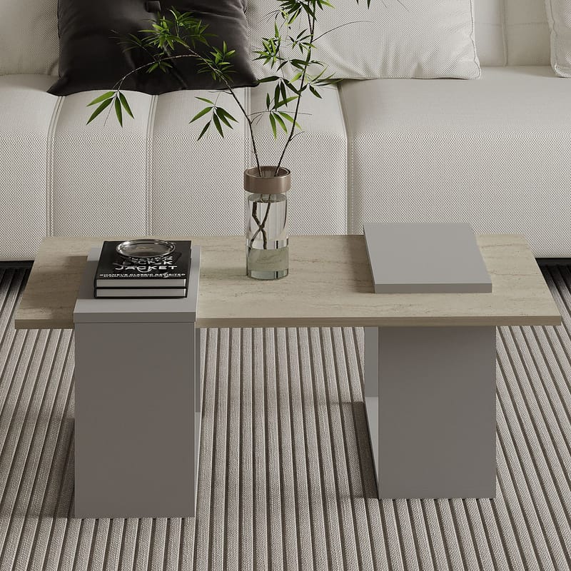 Matris Soffbord 90x37x46,6 cm - Grey och Travertine - Möbler - Bord & matgrupper - Soffbord