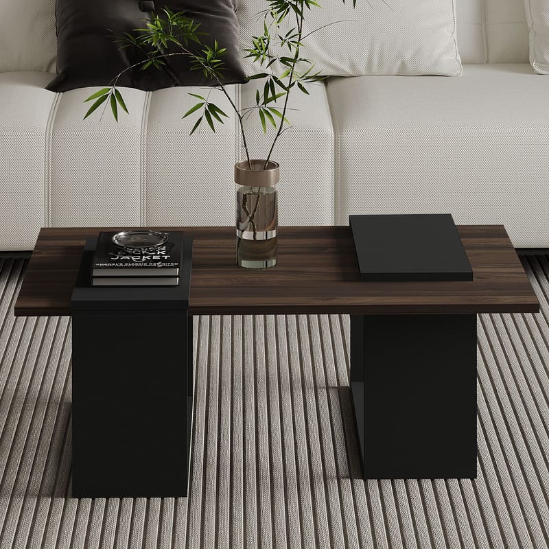 Matris Soffbord 90x37x46,6 cm - Valnöt och antracit - Möbler - Bord & matgrupper - Soffbord