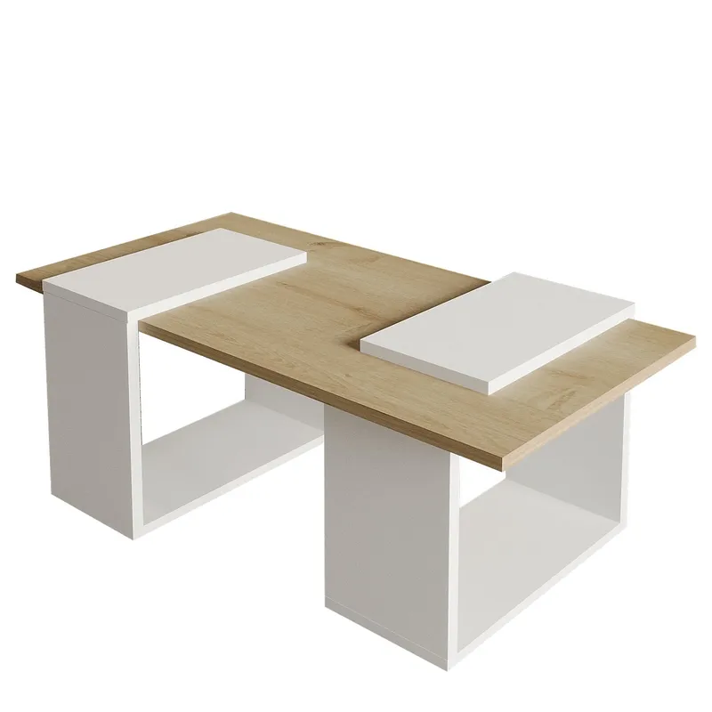 Matris Soffbord 90x37x46,6 cm, Vit och Sapphire Oak