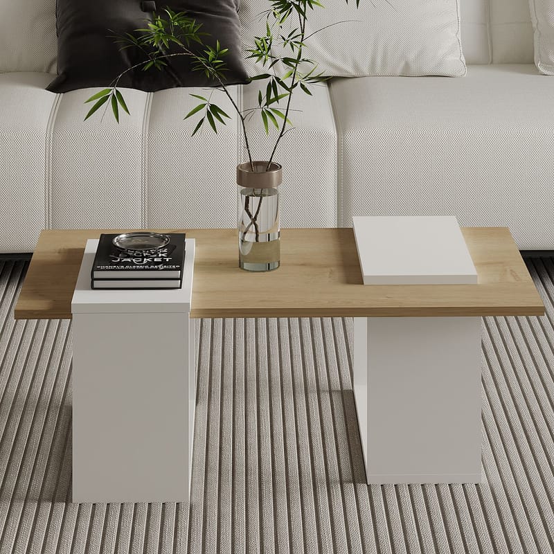 Matris Soffbord 90x37x46,6 cm - Vit och Sapphire Oak - Möbler - Bord & matgrupper - Soffbord