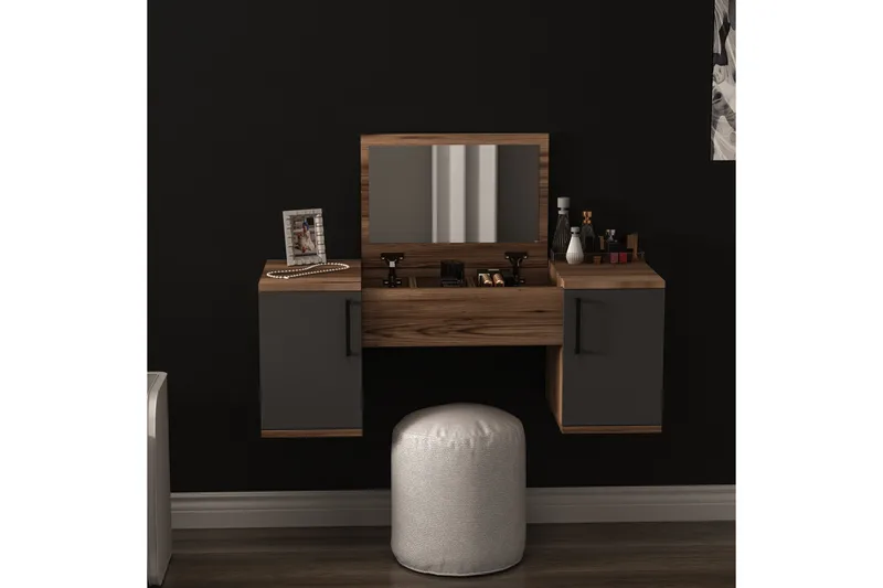 Mercan Sminkbord 100 cm - Ljusbrun/Antracit - Möbler - Bord & matgrupper - Sminkbord & toalettbord - Sminkbord med spegel