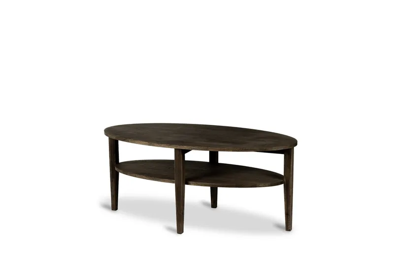 Milford Ovalt Soffbord 120x60 cm  i massivt trä, Mörkbrun