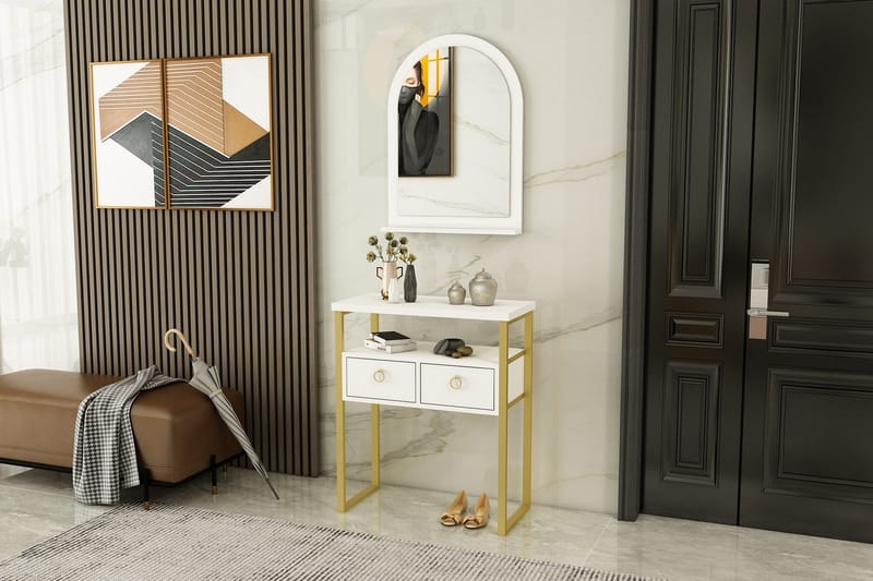 Mipa Sminkbord 75 cm - Vit/Guld - Möbler - Bord & matgrupper - Sminkbord & toalettbord