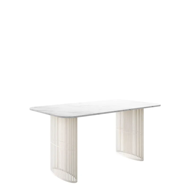 Mirion Matbord förlängningsbart 160-236 cm, beige / vit marmor