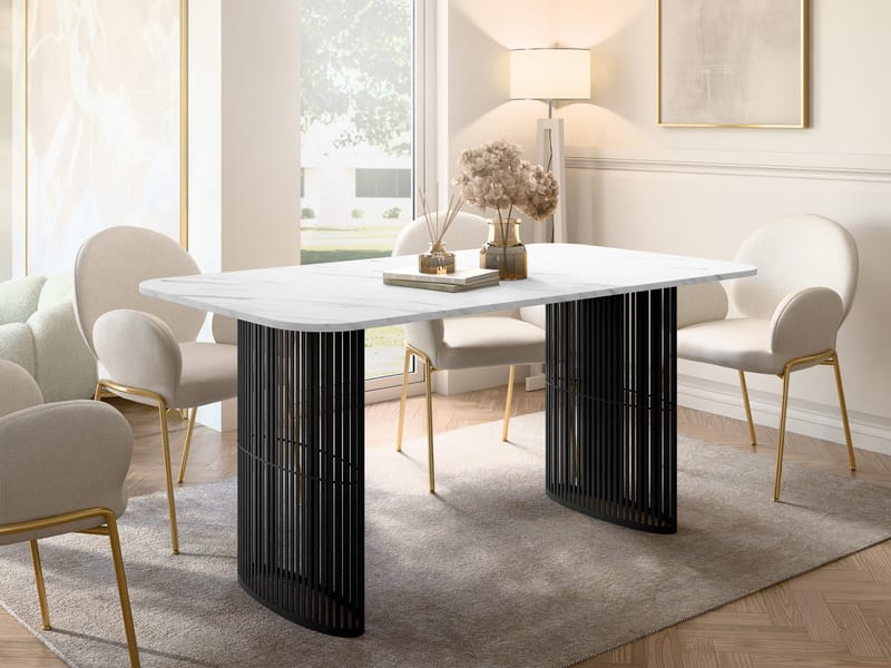 Mirion Matbord förlängningsbart 160-236 cm - svart / vit marmor - Möbler - Bord & matgrupper - Matbord & köksbord